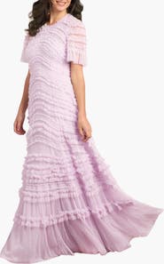 Needle & Thread Amara Round Neck Ruffle Gown