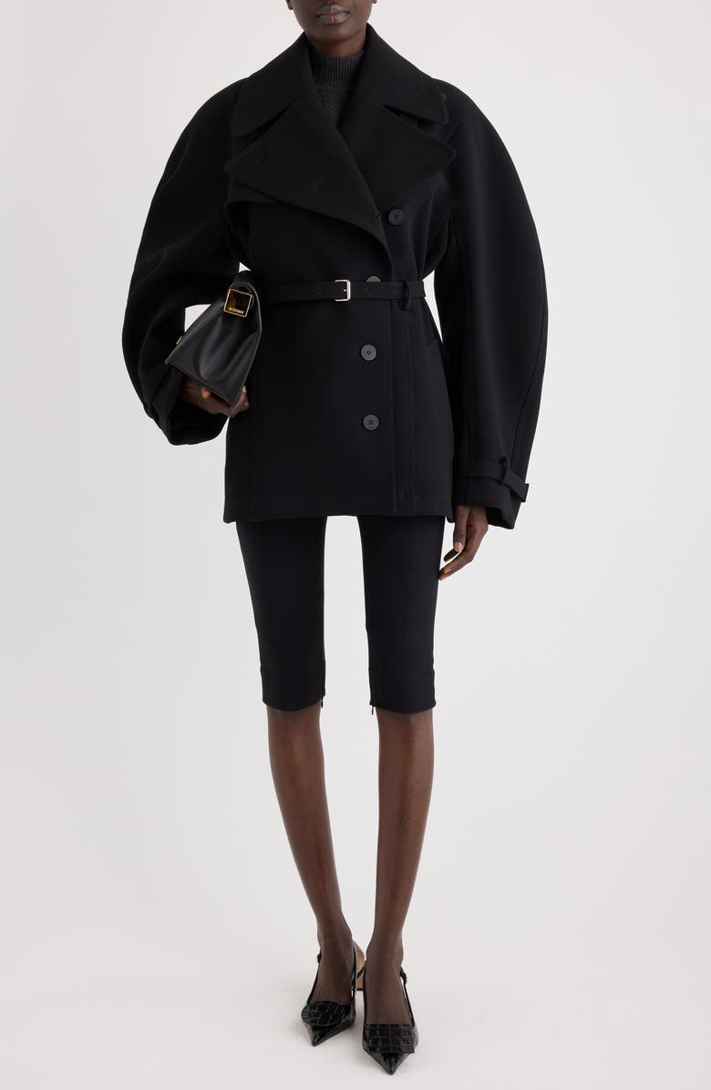 Jacquemus Le Trench Ovalo Court Short Trench Coat, Alternate, color, Black