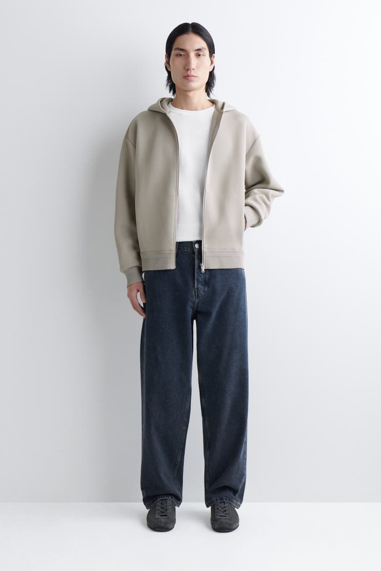 Cotton-Piqué Zip-Up Hoodie, Alternate, color, BEIGE