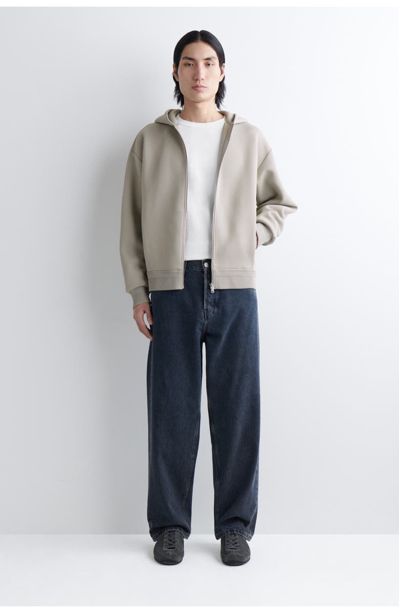 COS Cotton-Piqué Zip-Up Hoodie, Alternate, color, Beige