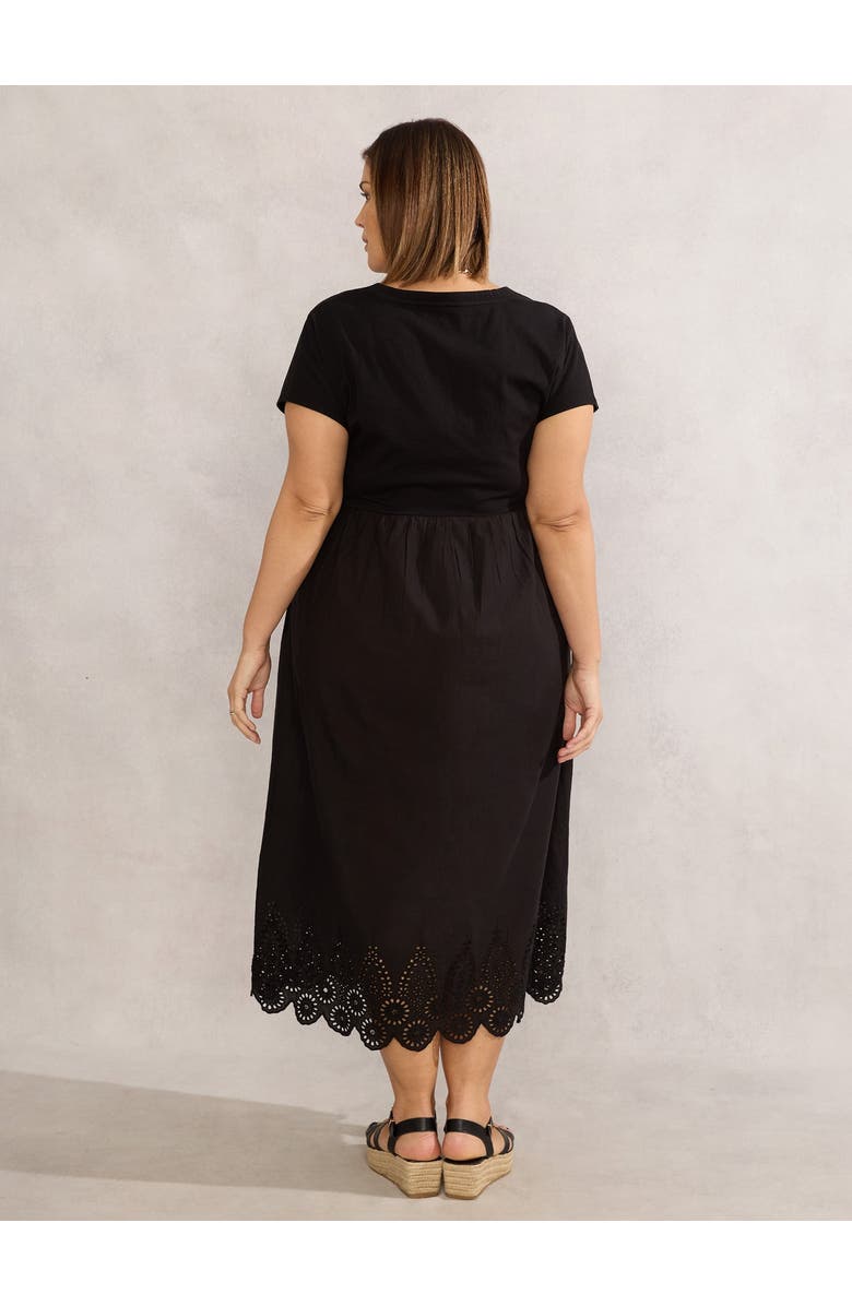 Live Unlimited Jersey Woven Mix T-Shirt Dress, Alternate, color, Black