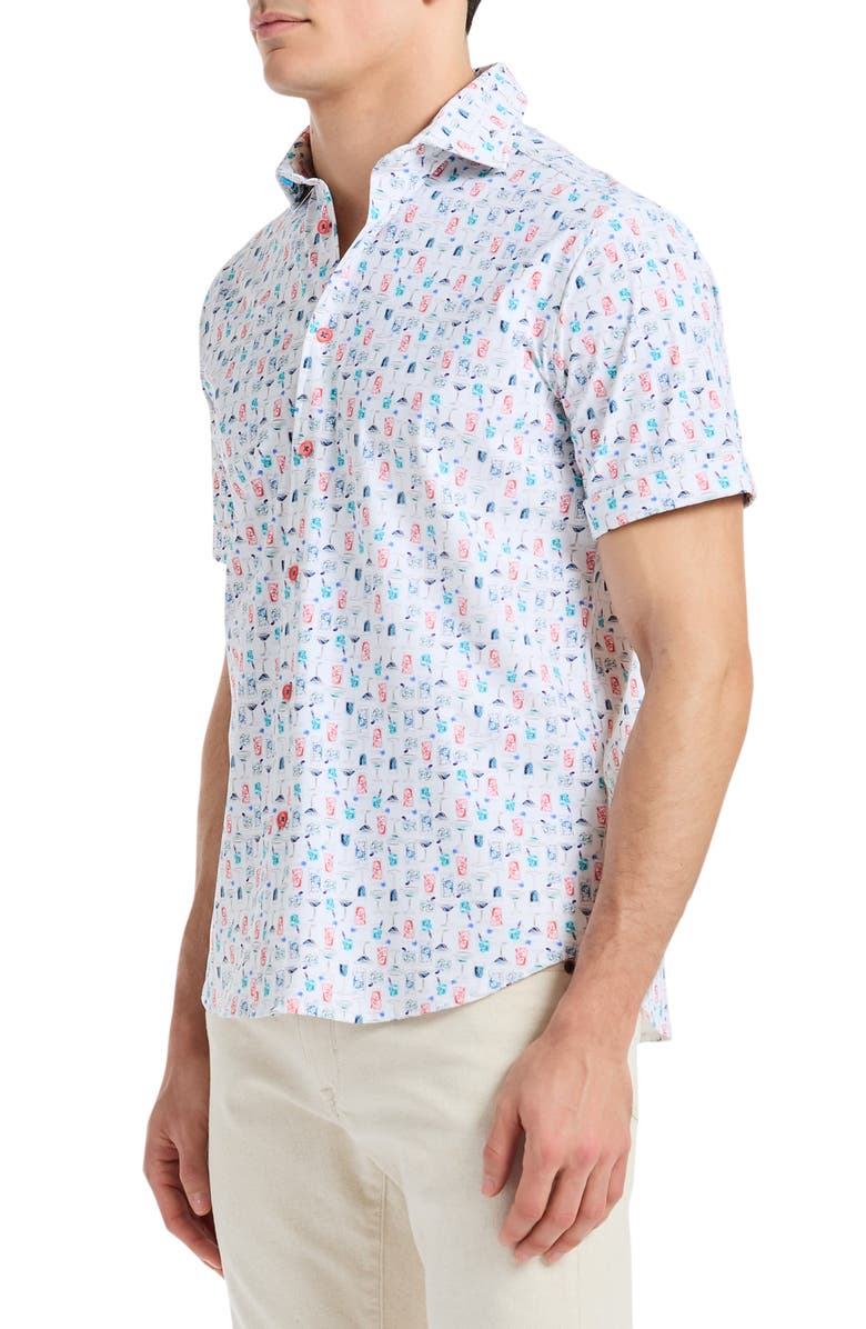 Robert Graham Mix & Match Knit Short Sleeve Button-Up Shirt, Alternate, color, White