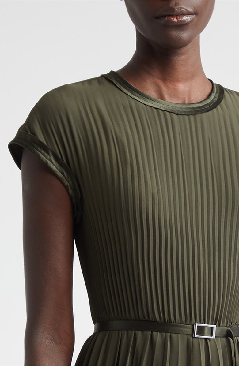 Jason Wu Collection Pleated Chiffon Midi Dress, Alternate, color, Hunter Green