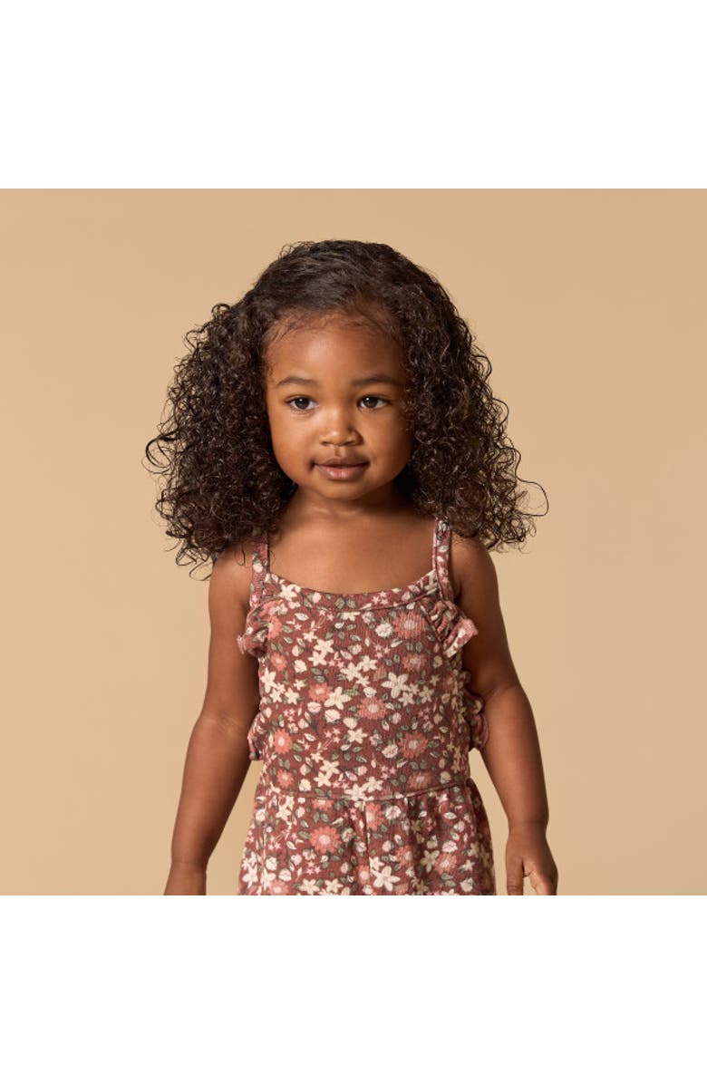 Modern Moments<sup>™</sup> by Gerber Sleeveless Ruffle Romper, Alternate, color, Brown Star Floral