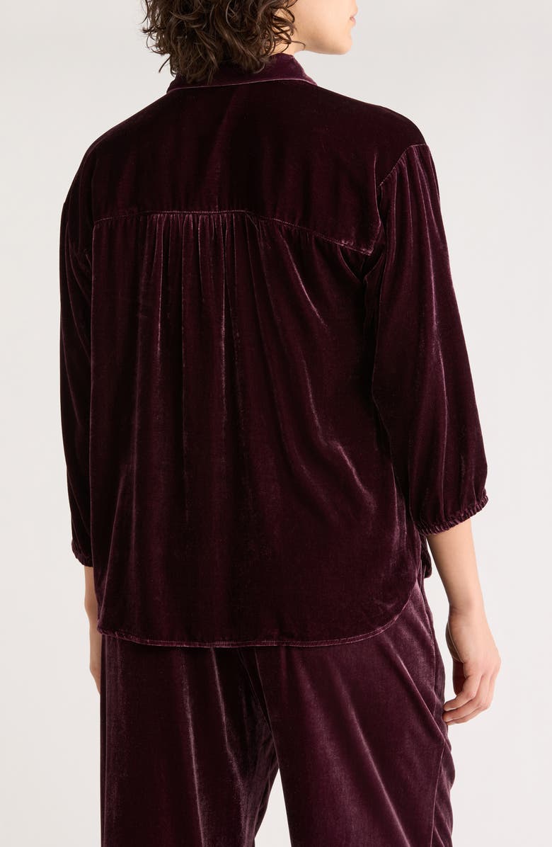 Marine Layer Bella Oversize Velvet Button-Up Shirt, Alternate, color, Fig