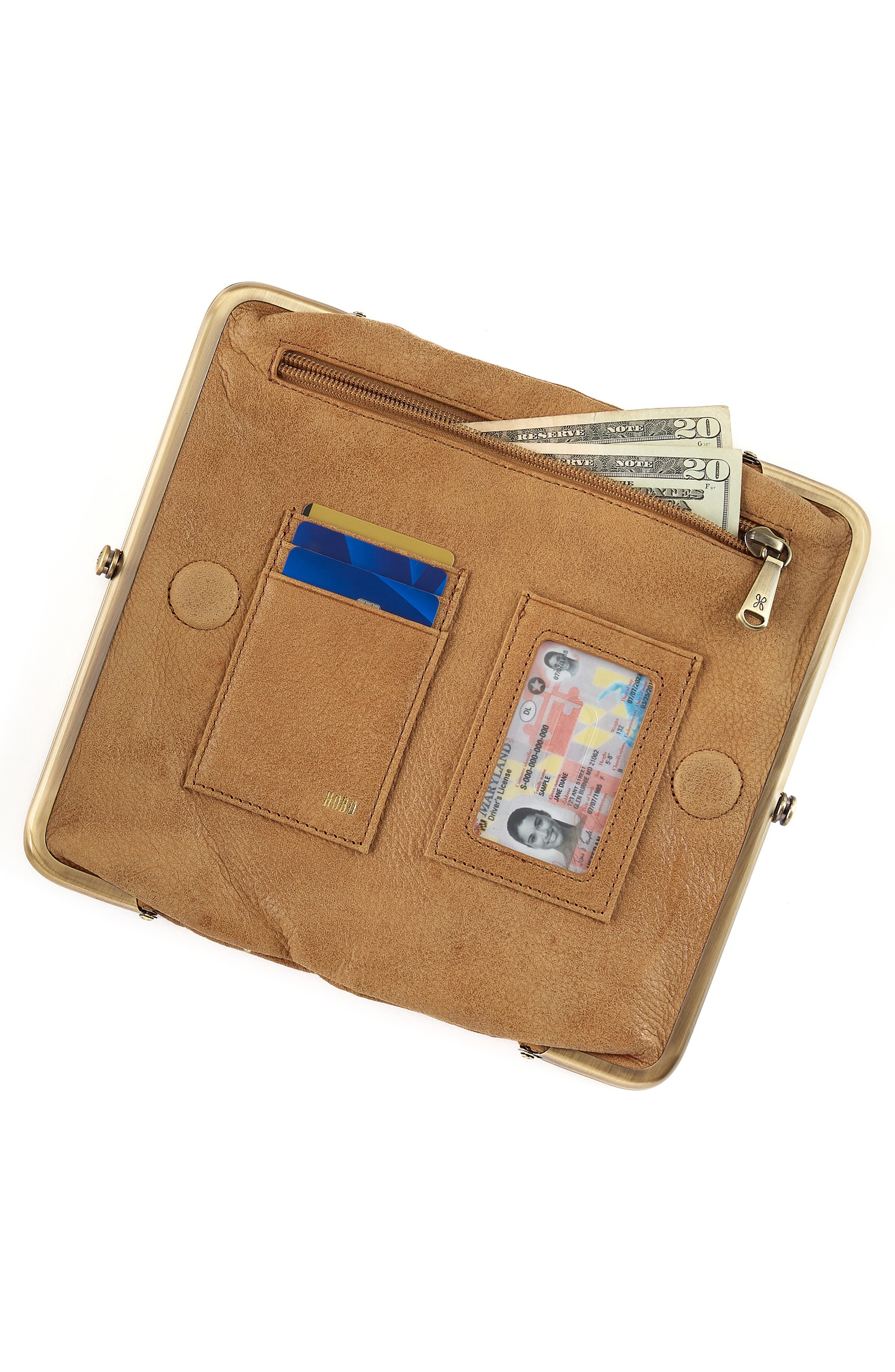 HOBO Lauren Leather Double Frame Clutch, Alternate, color, Whiskey