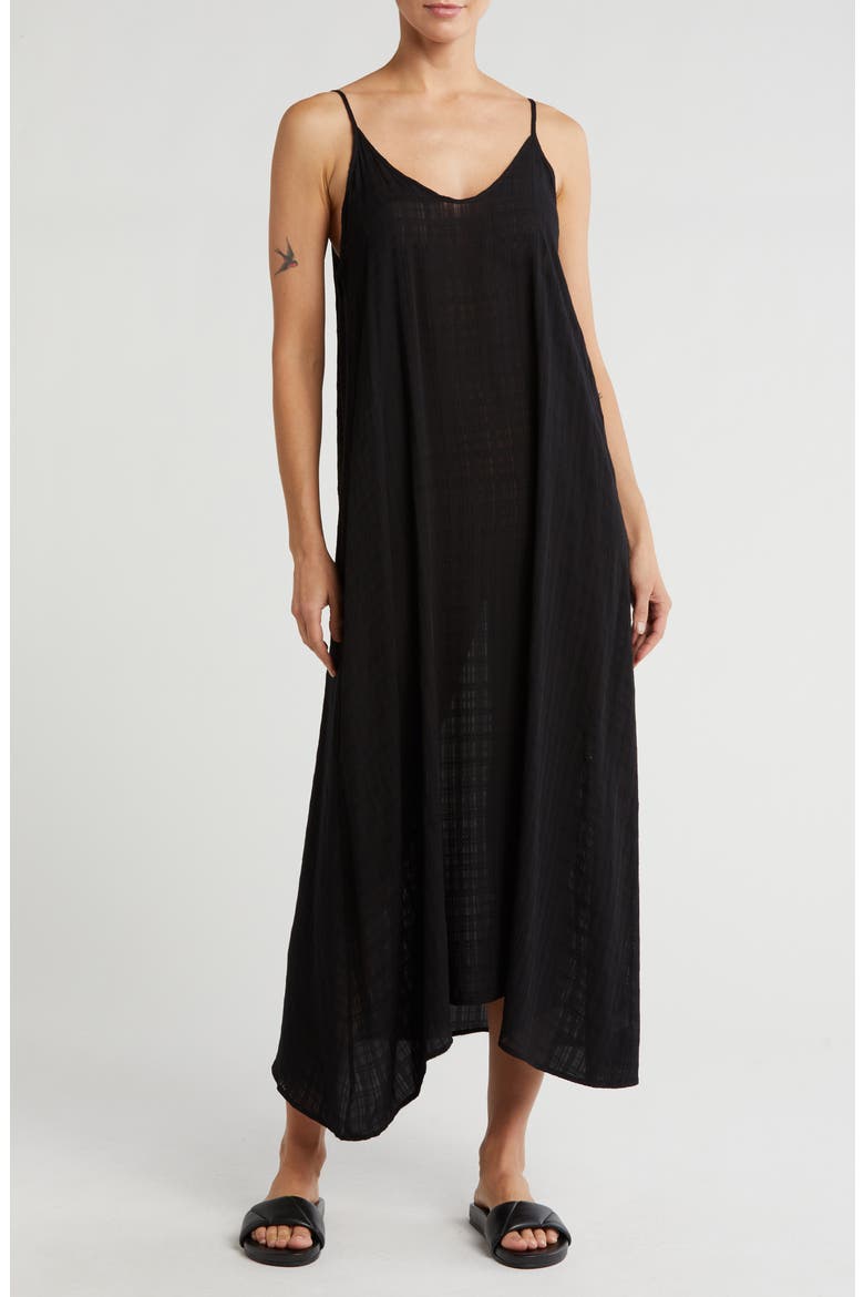 Textured Flowy Cover-Up Dress, Main, color, BLACK