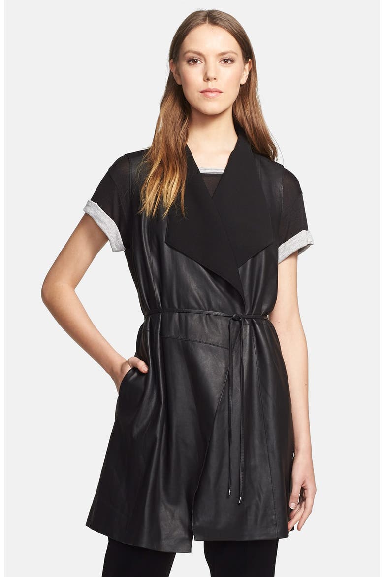 Leather Vest, Main, color, BLACK