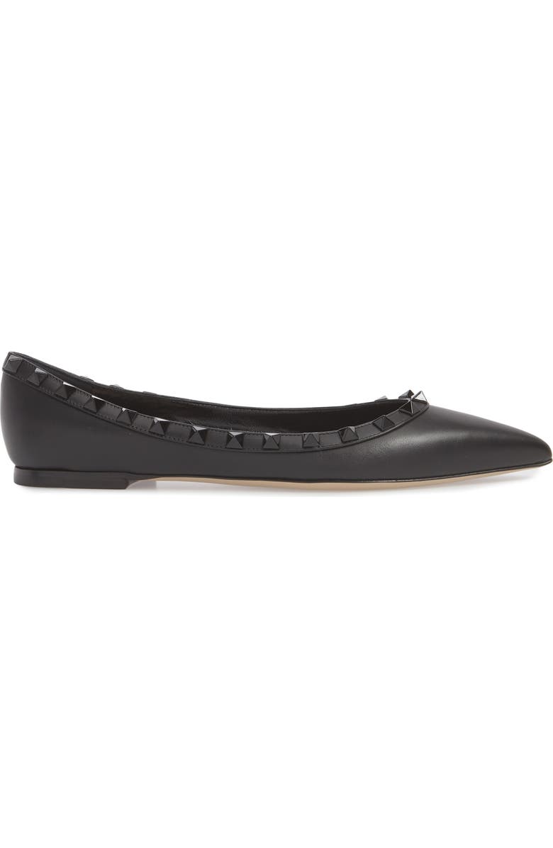 Valentino Garavani Rockstud Ballerina Flat, Alternate, color,