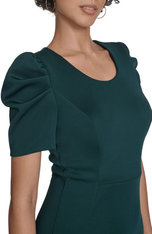 Calvin Klein Puff Sleeve Scuba Sheath Dress In Green