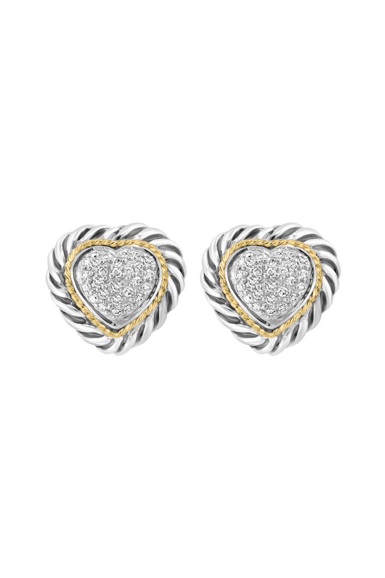 Diamond Pavé Heart Stud Earrings, Main, color, SILVER