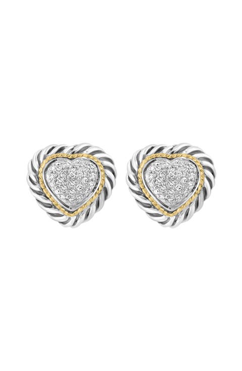 Diamond Pavé Heart Stud Earrings