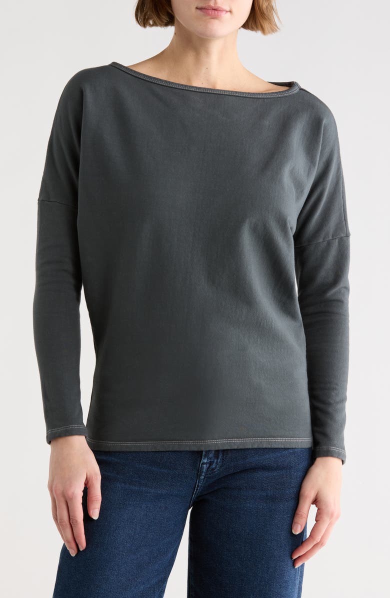 GO COUTURE Boat Neck Dolman Sleeve Sweater, Main, color, Dark Dull Gray