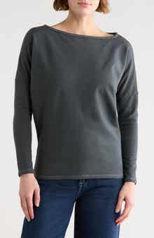 GO COUTURE Boat Neck Dolman Sleeve Sweater