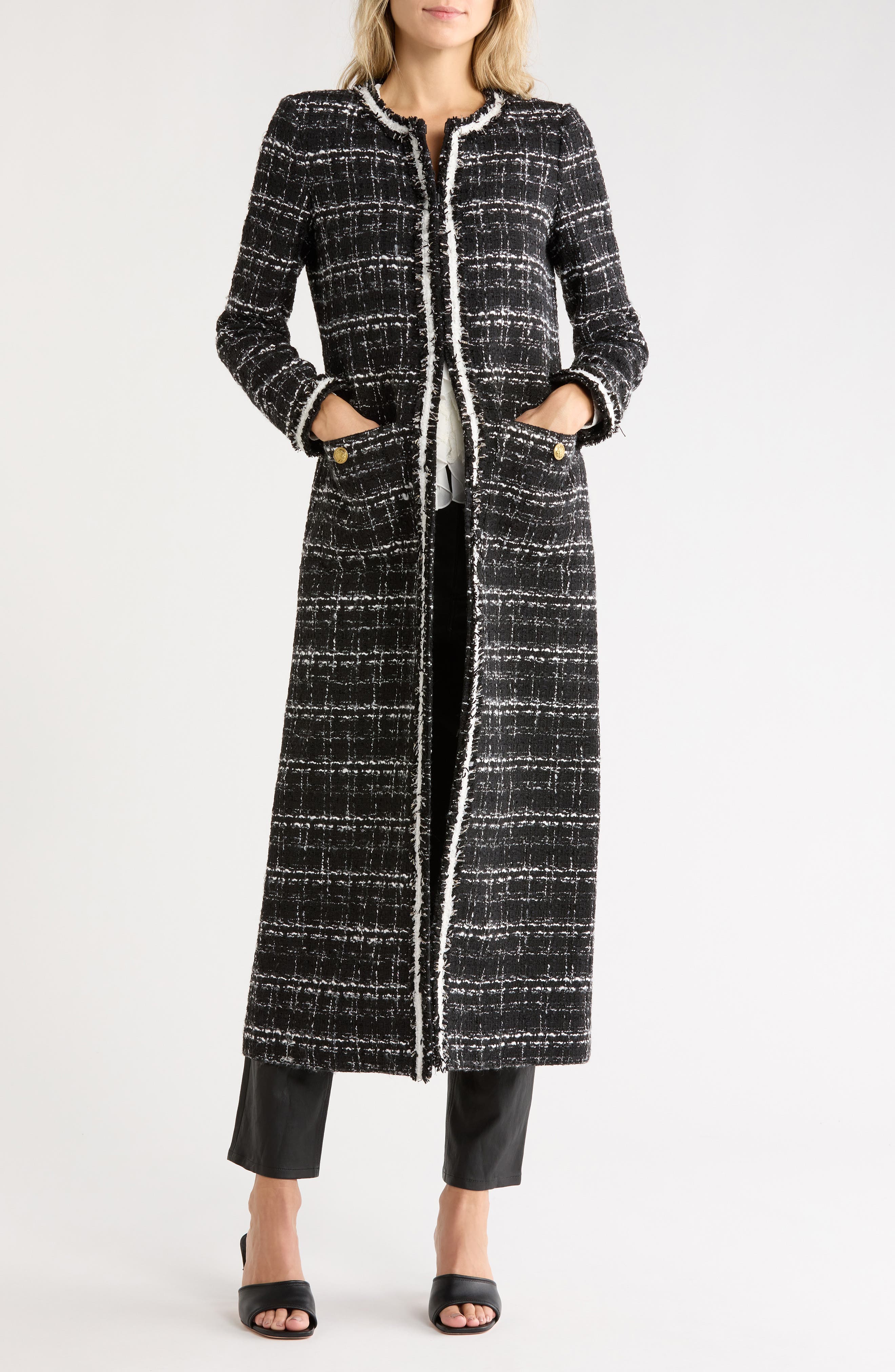 Kidman Boucle Long Jacket with Trim