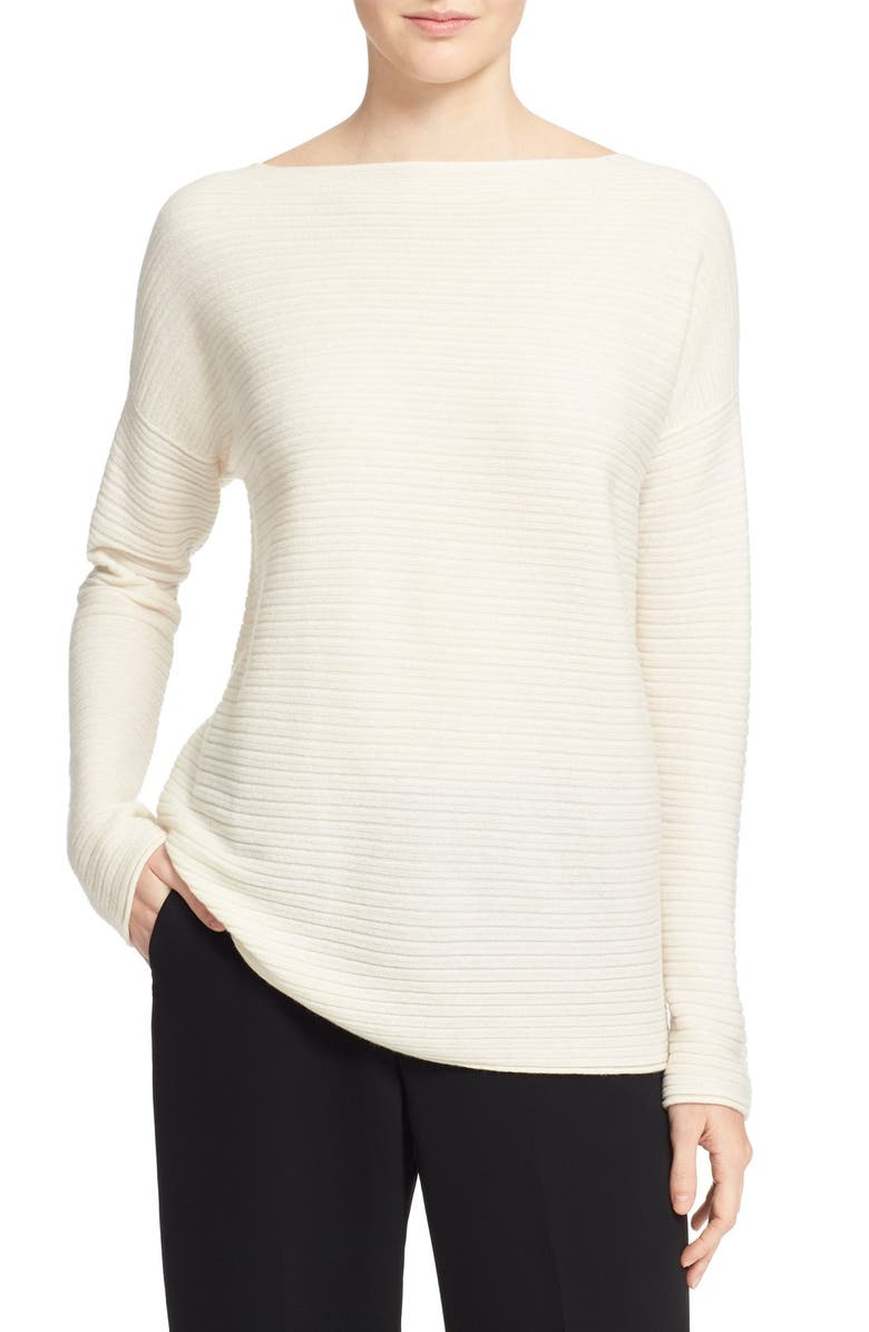 Vince Boatneck Horizontal Rib Cashmere Sweater, Main, color, 