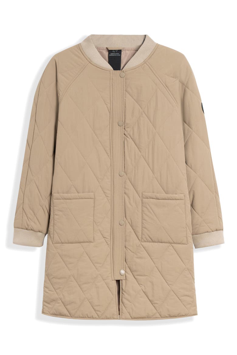 Francine Long Quilted Jacket, Alternate, color, SAND