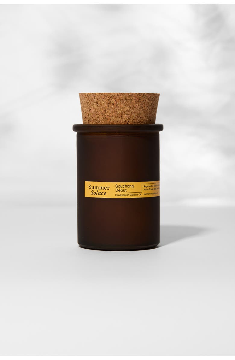 Summer Solace Tallow Souchong Debut Candle - Regenerative Tallow and Beeswax, Main, color, Dark Brown