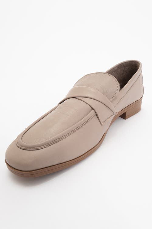Forever & Always Shoes Splice Leather Flat Loafers In Bone Color Leather