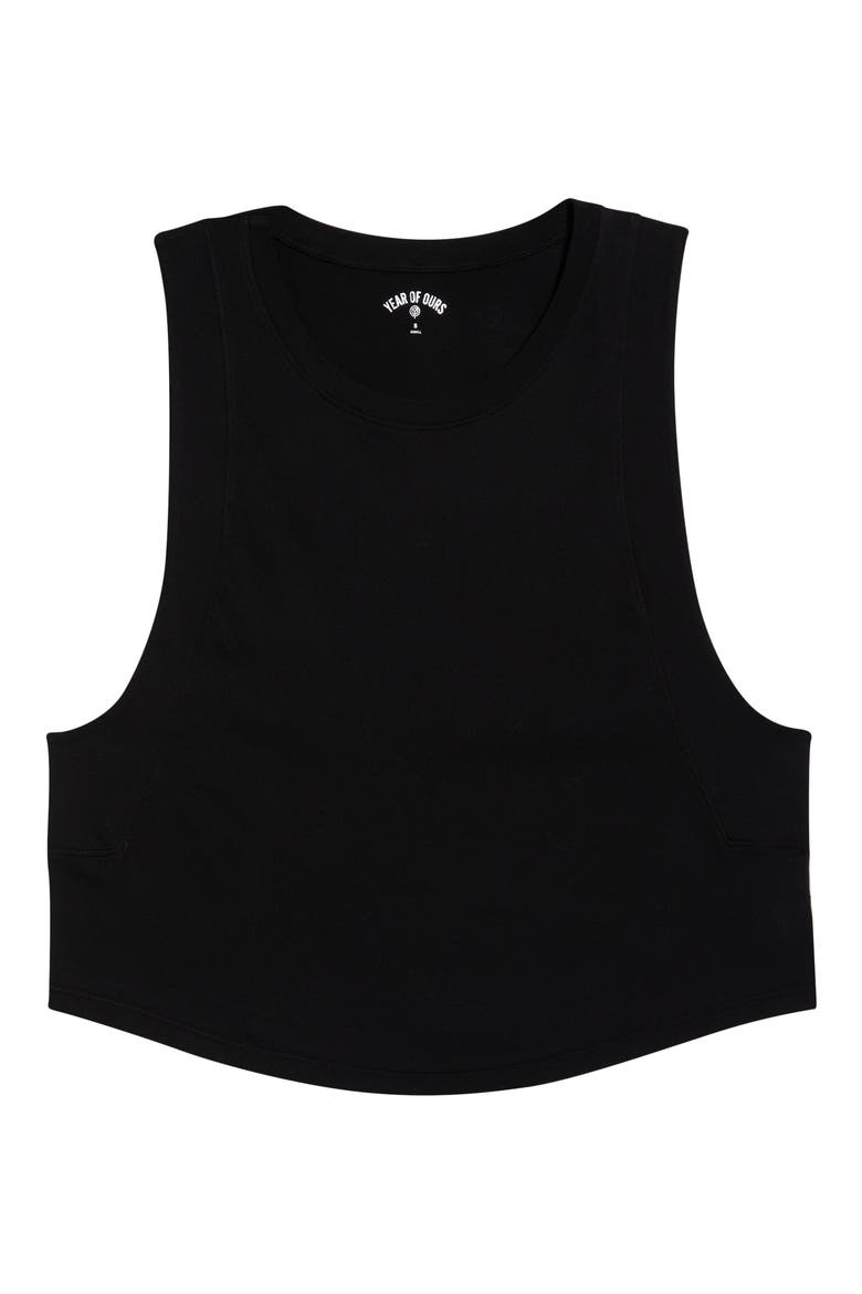 Flow Crop Cotton Muscle Tank, Alternate, color, BLACK