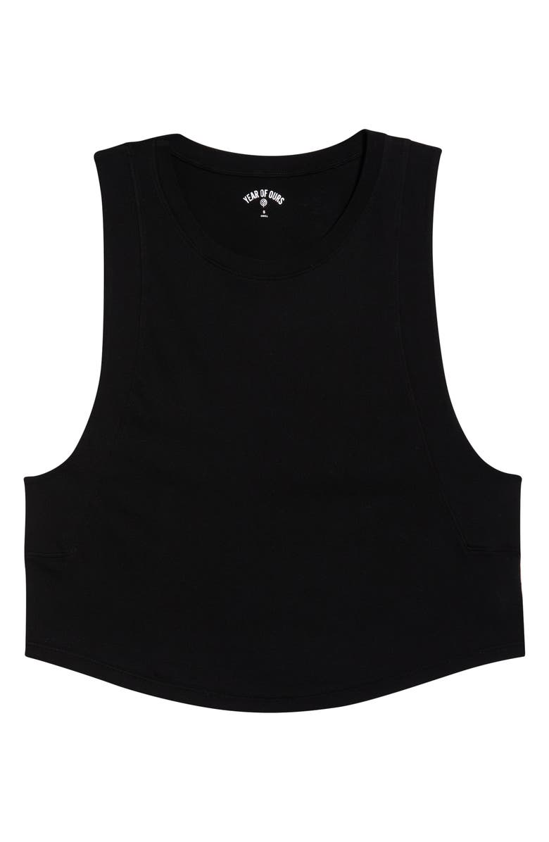Year of Ours Flow Crop Cotton Muscle Tank, Alternate, color, Black