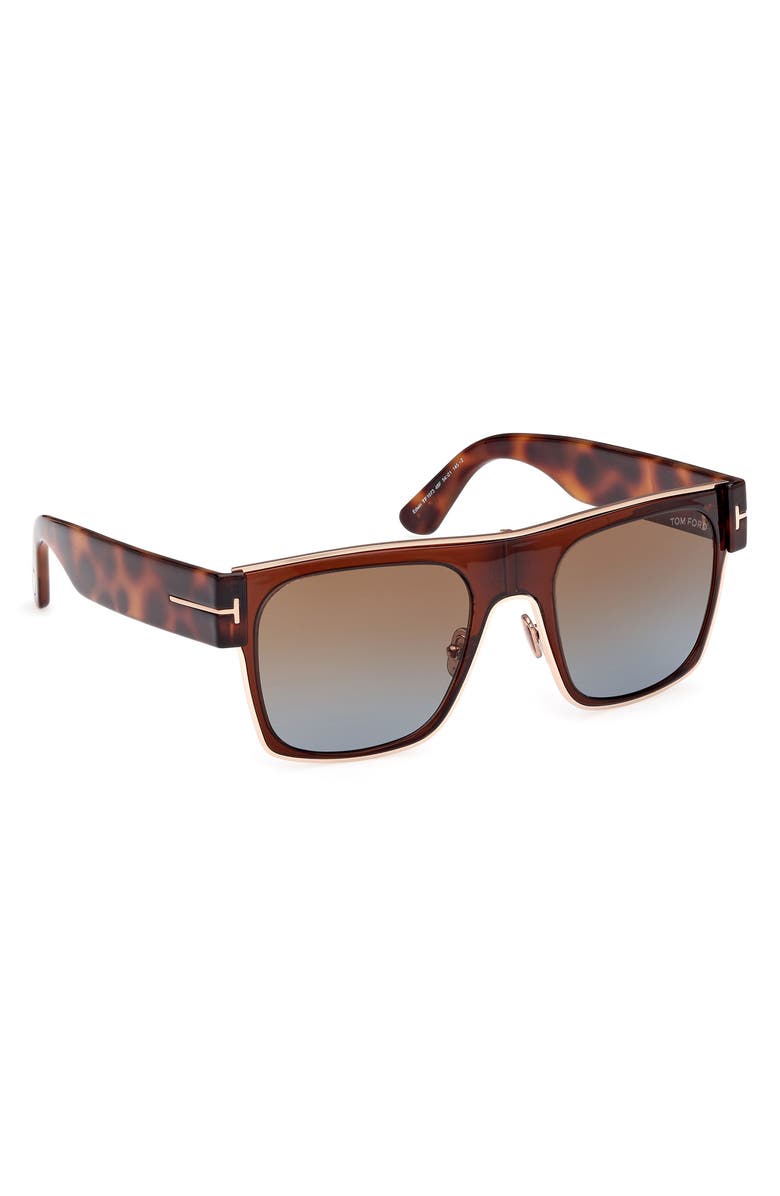 TOM FORD Edwin 54mm Square Sunglasses, Alternate, color, Rose Gold Brown Havana