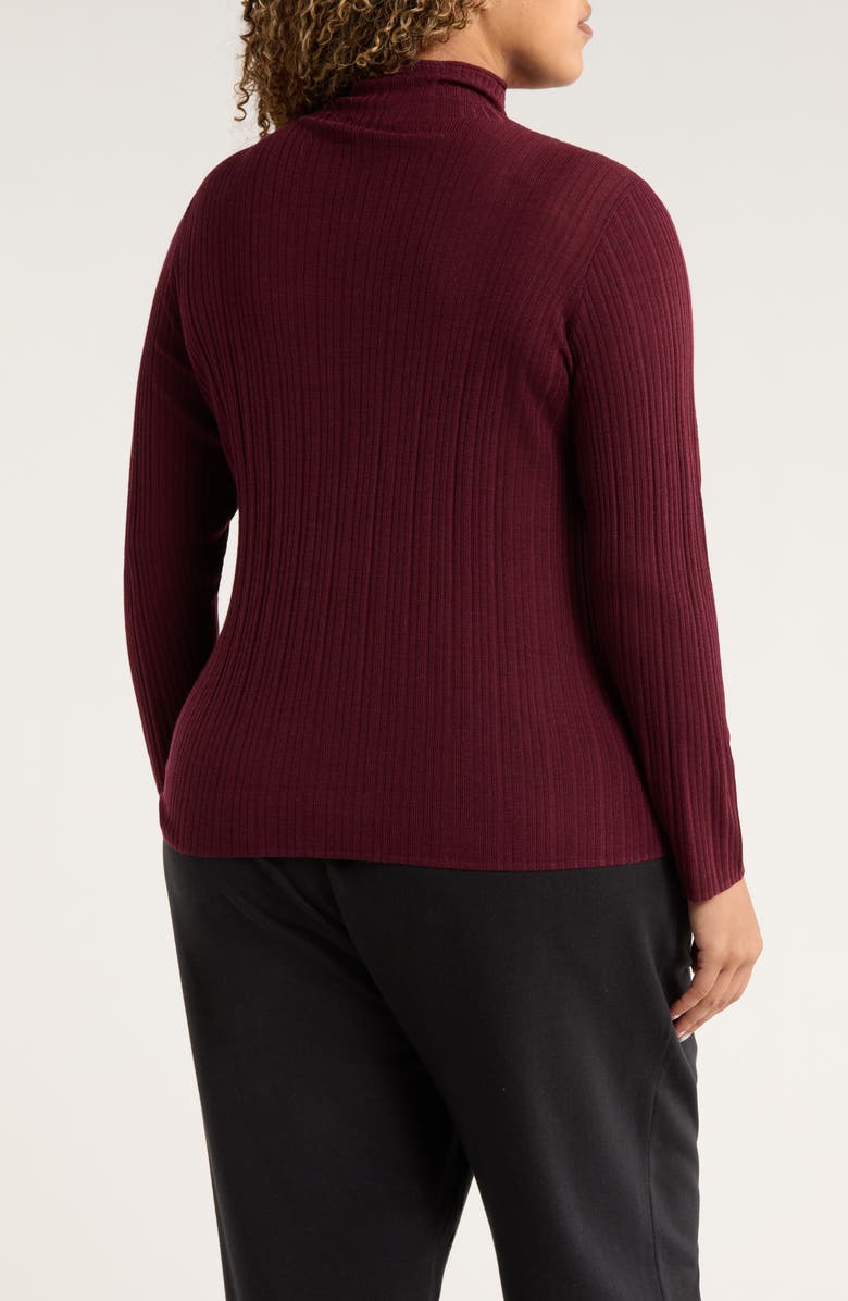 Eileen Fisher Rib Turtleneck Wool Sweater, Alternate, color, Wine