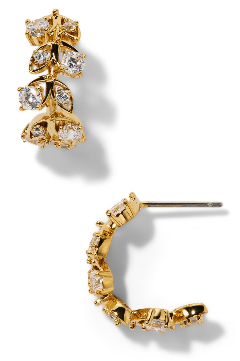 Adorn Cubic Zirconia Hoop Earrings, Main, color, GOLD