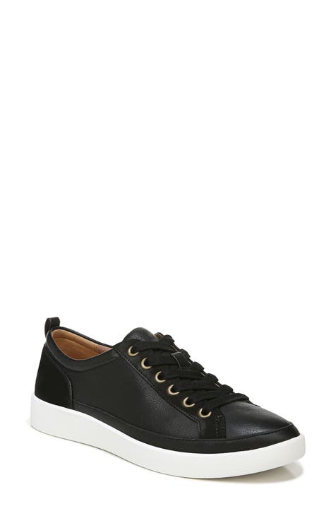 Leather tennis shoes womens online