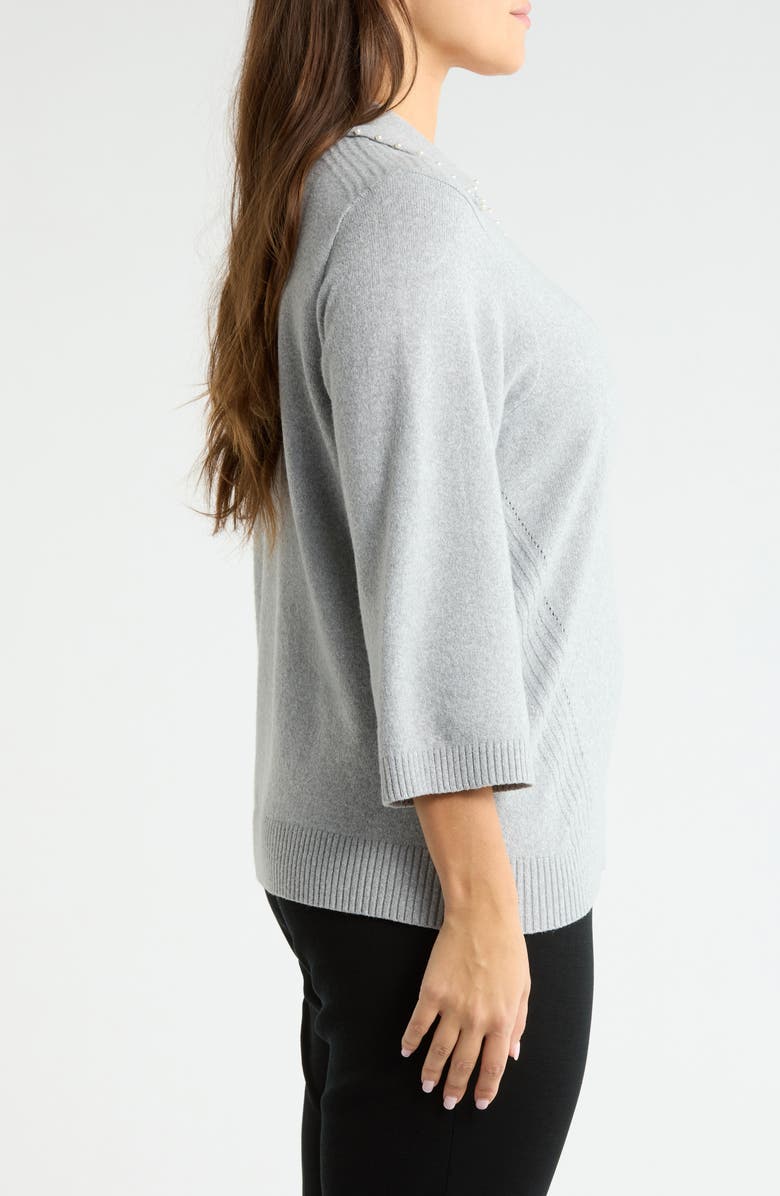 Wit & Wisdom Collar Sweater, Alternate, color, Heather Grey