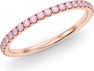 HauteCarat Petite Fancy Pink Lab Created Diamond Eternity Ring