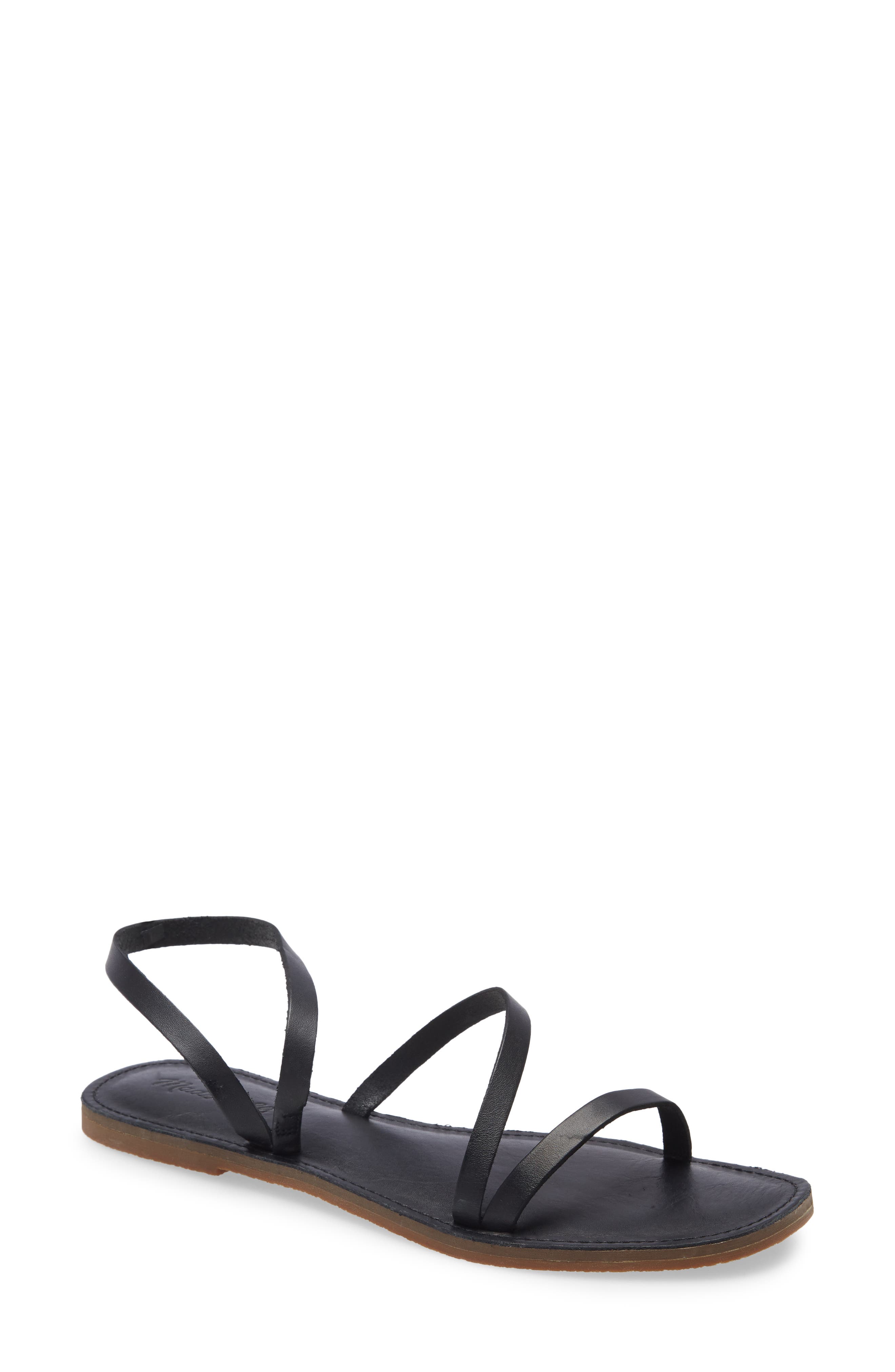 The Madewell The Boardwalk Anklet Strap Sandal, Main, color, TRUE BLACK