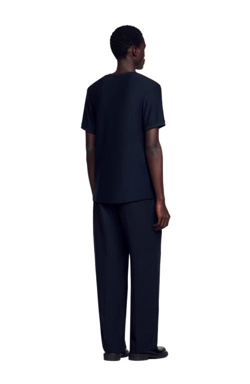 Sandro Mock Neck T-shirt In Midnight Blue