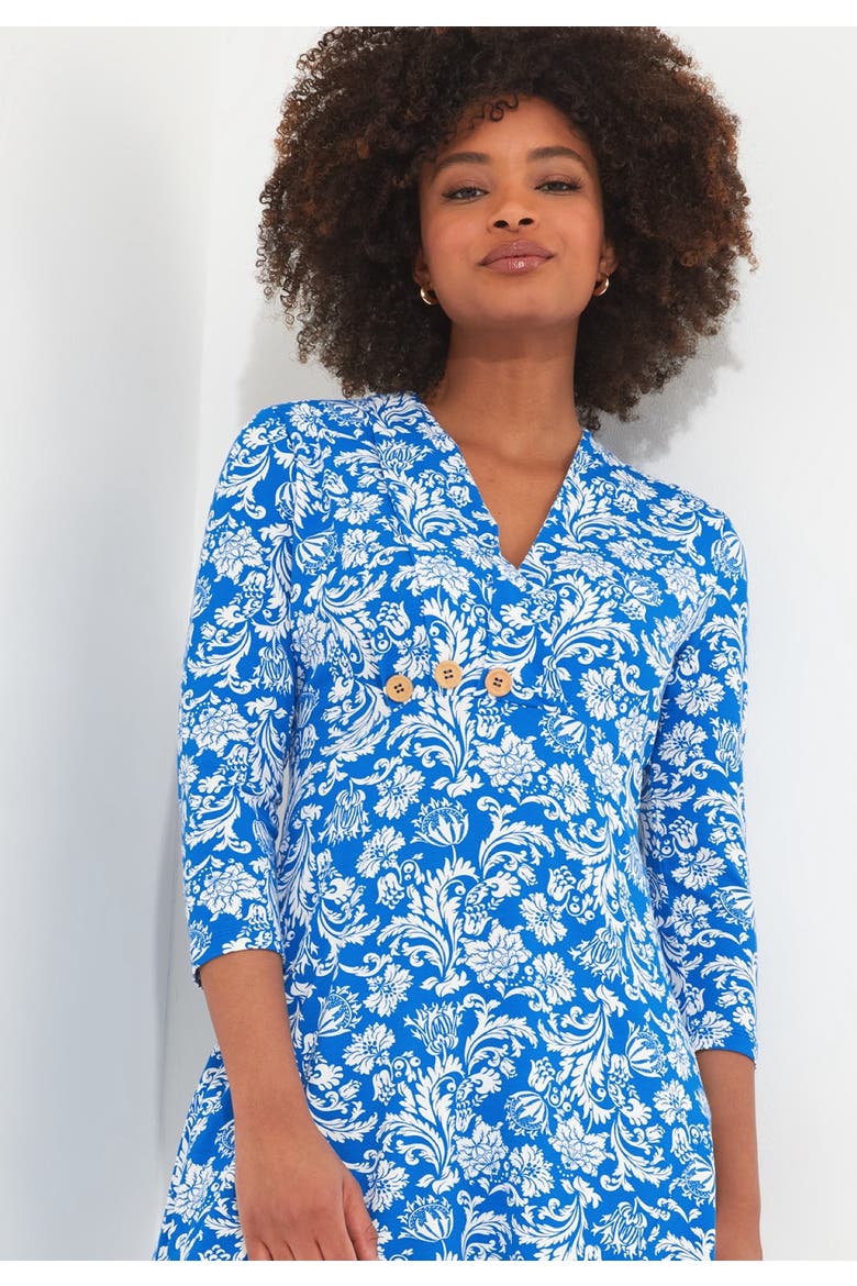 Stretch Knit Asymmetrical Tunic, Alternate, color, BLUE DAMASK