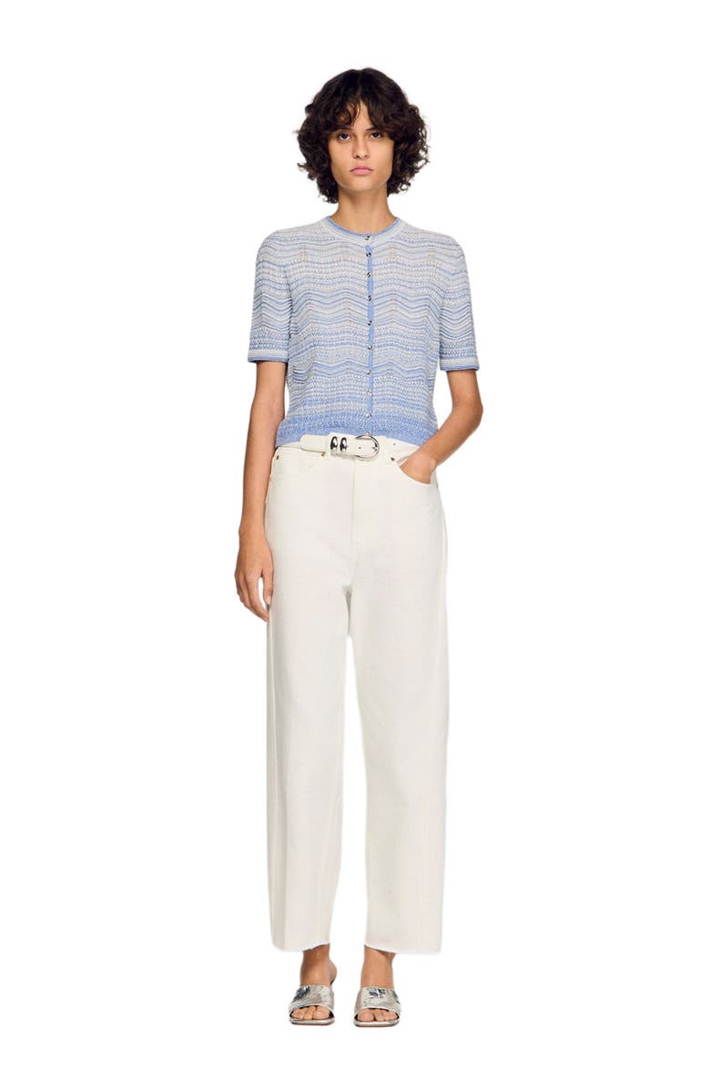 SANDRO Fancy knit cardigan, Alternate, color, Sky Blue