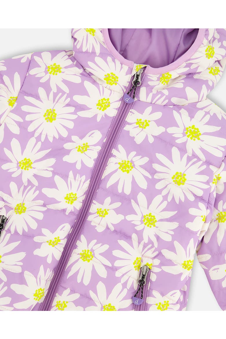 Quilted Mid-Season Daisy Jacket, Alternate, color, Purple Printed Daisies