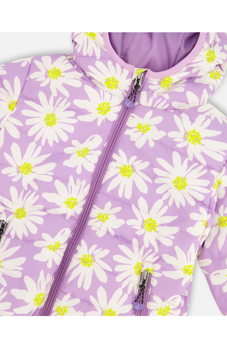 Deux par Deux Quilted Mid-Season Daisy Jacket, Alternate, color, Purple Printed Daisies