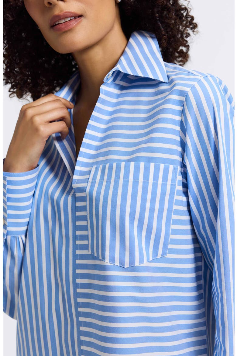 Bella Stripe Popover Top, Alternate, color, PERIWINKLE BLUE/ WHITE