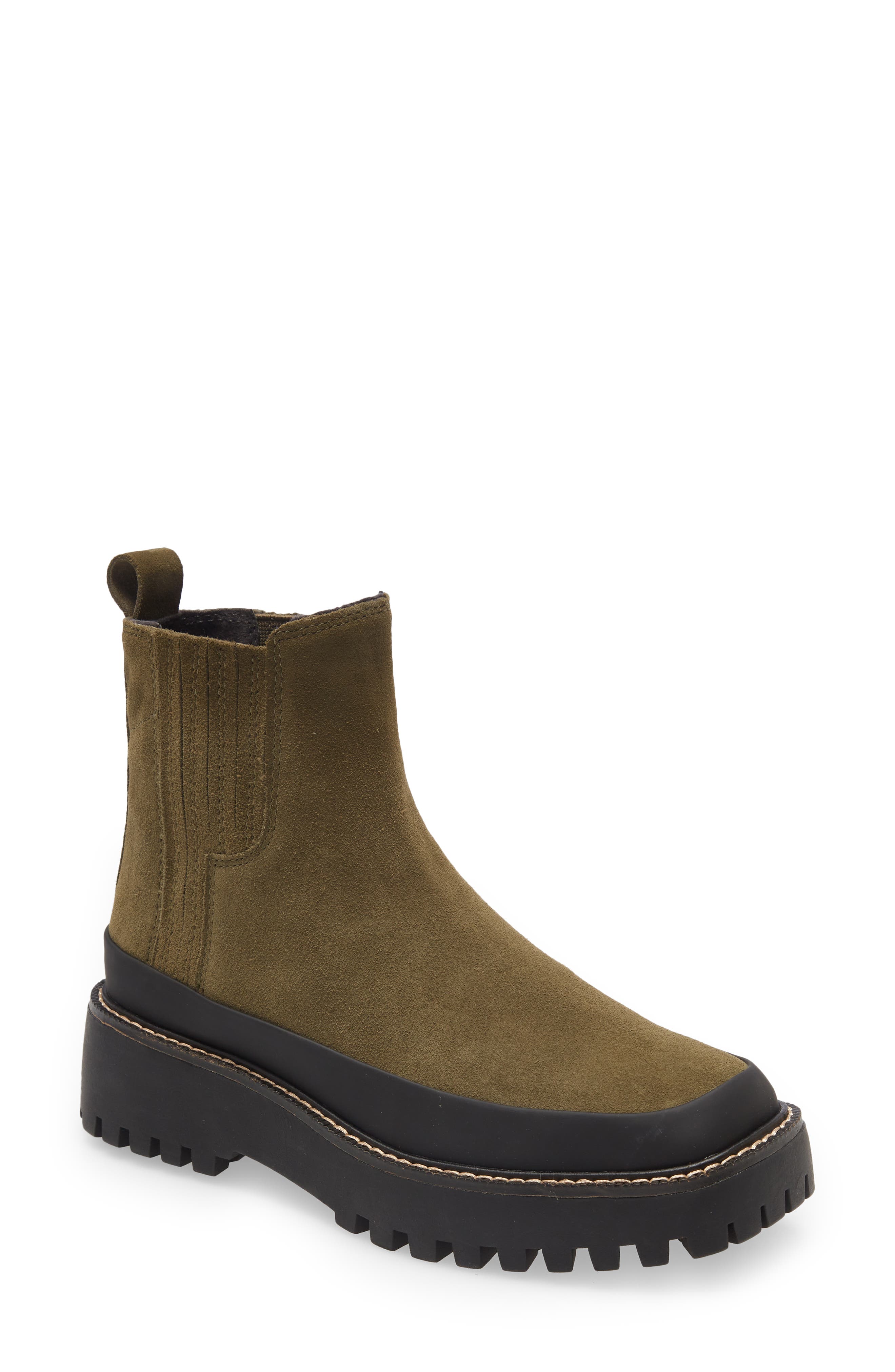 Betsey Water Resistant Bootie, Main, color, GREEN MOSS