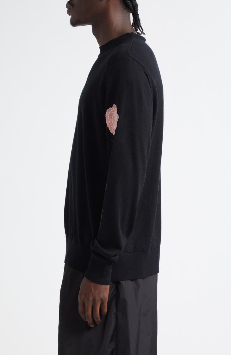 Simone Rocha Carnation Intarsia Merino Wool & Silk Sweater, Alternate, color,