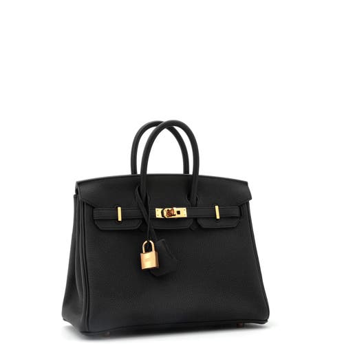 Pre-owned Hermes  Hermes Birkin Handbag Black Togo With Rose Gold Hardware 25 In Black