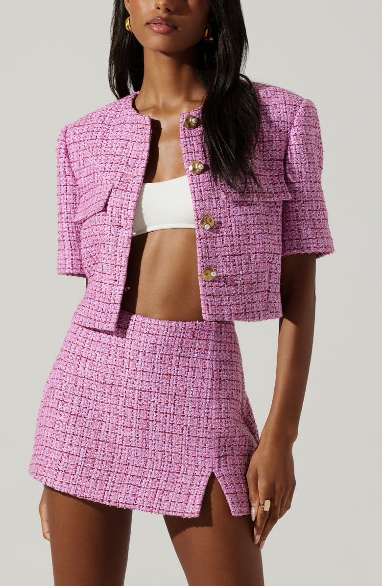 ASTR the Label Rivka Tweed Skort, Alternate, color, Pink Red Multi