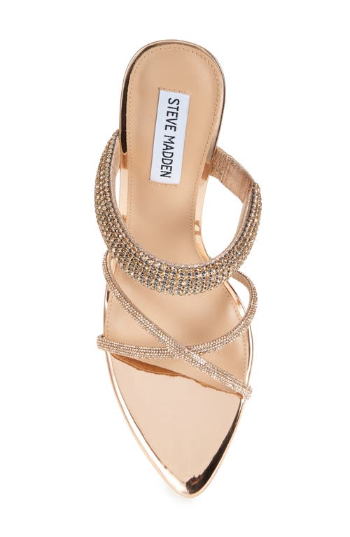 Steve Madden Camina Crystal Strap Slide Sandal In Rose Gold
