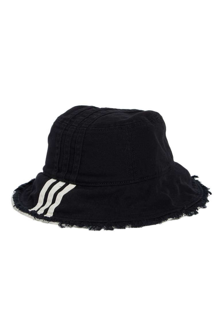 Y-3 Stripe Bucket Hat, Main, color, BLACK