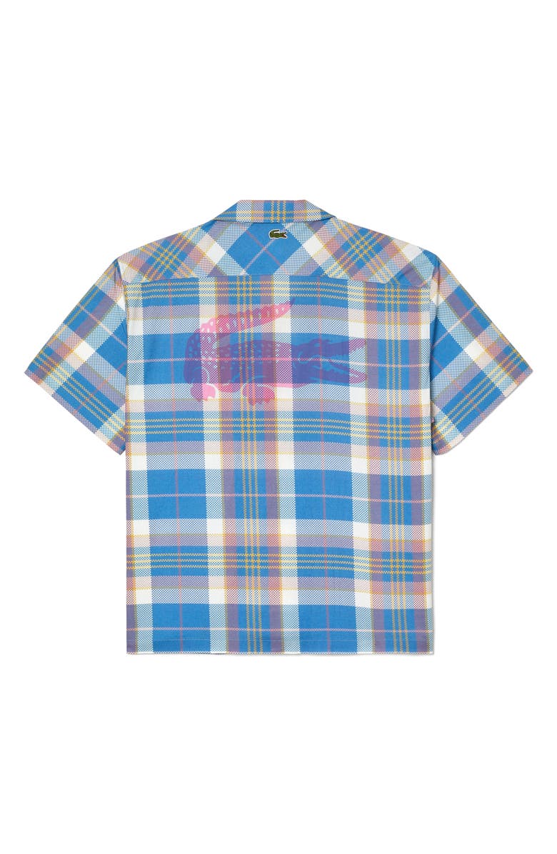 Lacoste Relaxed Fit Plaid Short Sleeve Button-Up Camp Shirt, Alternate, color,