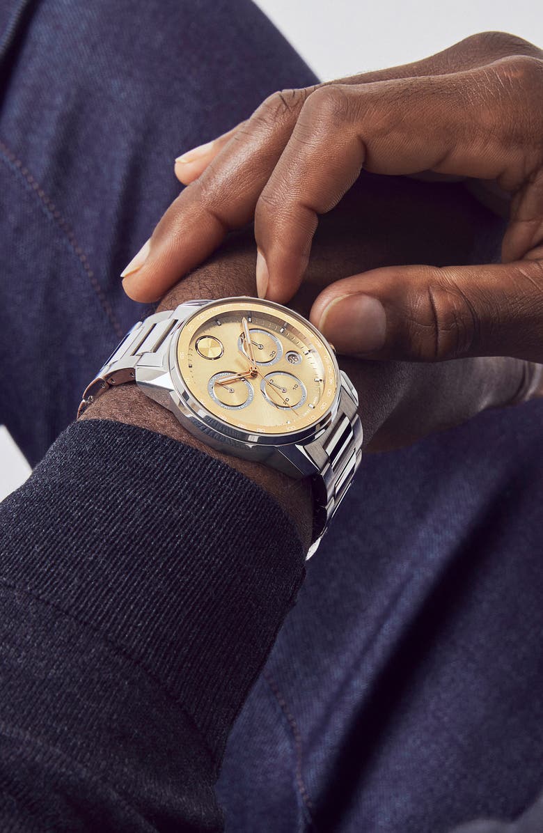 Movado Bold Verso Chronograph Bracelet Watch, 44mm, Alternate, color, Silver