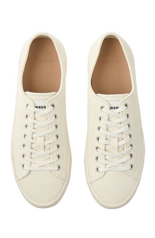 Sandro Low-top Split Leather Trainers In Off-white