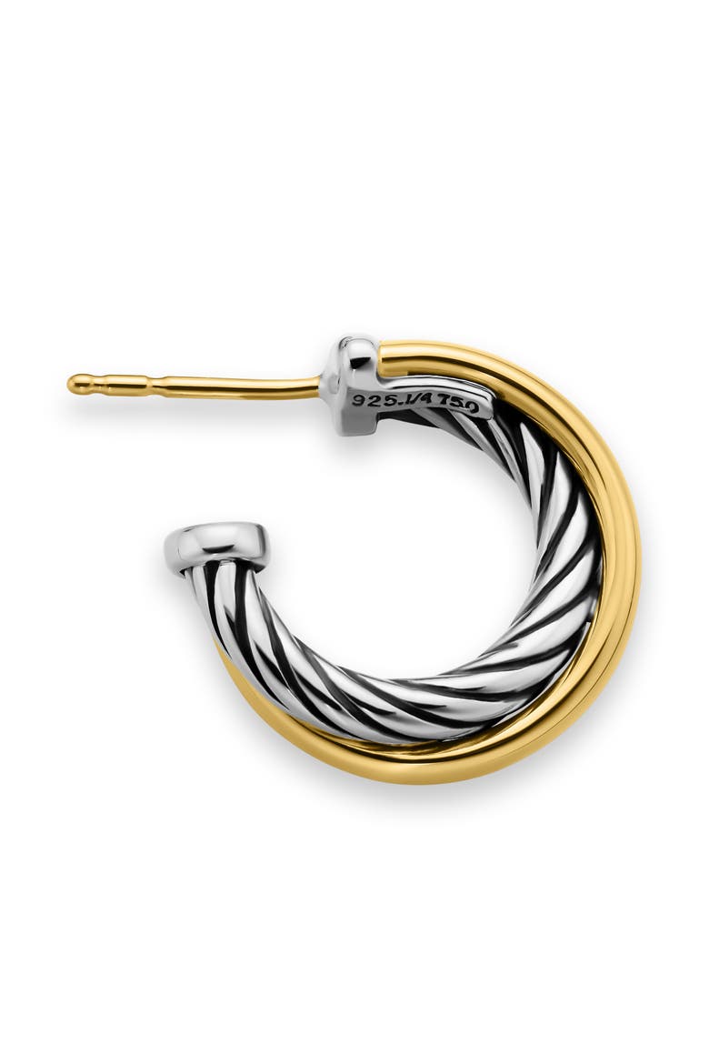 'Crossover' Extra-Small Hoop Earrings with Gold, Alternate, color, TWO TONE