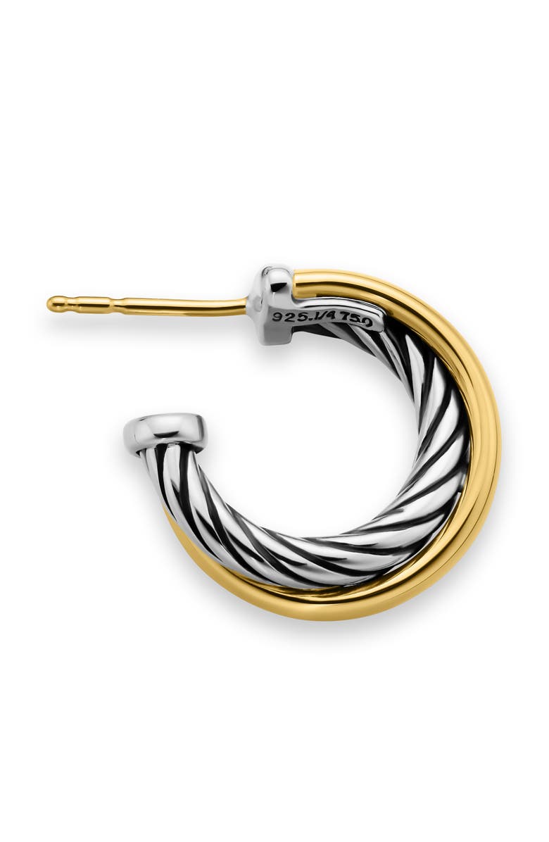 David Yurman 'Crossover' Extra-Small Hoop Earrings with Gold, Alternate, color, Two Tone