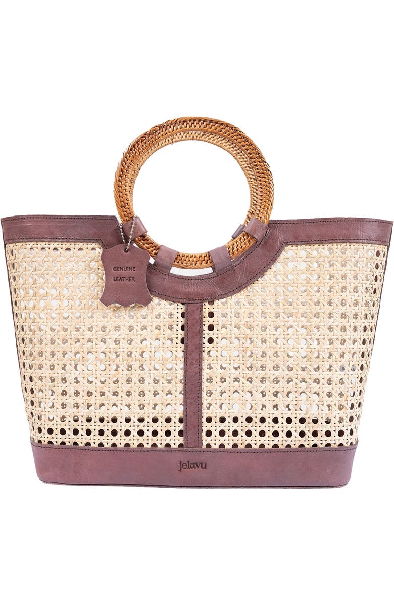 Jelavu Hilton Handwoven Cane Tote Bag, Main, color, Chocolate